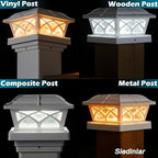 SIEDiNLAR Solar Post Cap Lights Outdoor Glass 2 Color Modes White (4 Pack) - Image 4