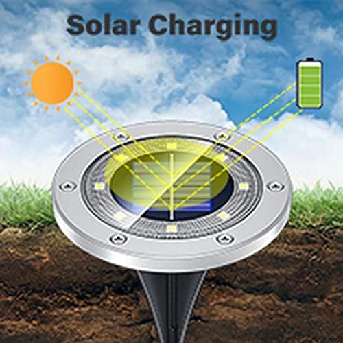 SagaSave Solar Lights Garden 8 LED Solar Disk Lights for Pathway Yard Walkway Patio Lawn Path 5PCS - Image 3