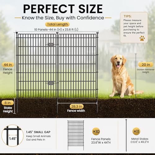 No Dig Garden Fence, Dog Fencing Outdoor for Yard, 10 Panels with Gate - Image 2