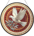 9.84 Inch Dove with Olive Branch Stained Glass Window Hanging Suncatcher Suncatcher Stained Glass Christmas Halloween by Unknown