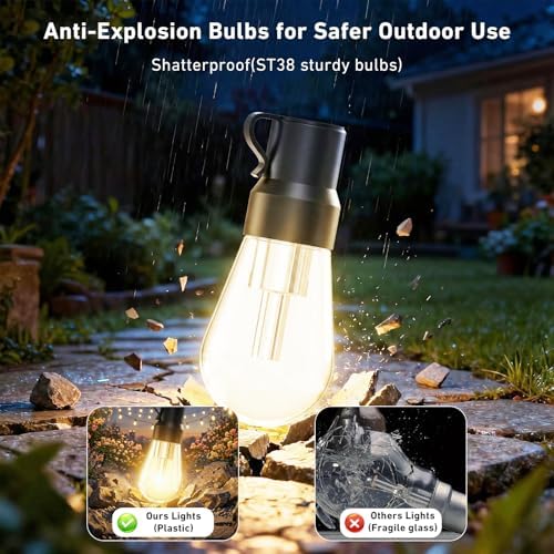 LETIANPAI 400FT RGB+IC Outdoor String Lights, IP67 Waterproof LED Color Changing Clear Bulb String Lights with App & Remote Control, Shatterproof Hanging Patio Lights for Backyard Garden Party - Image 5