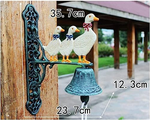Indoor Outdoor Wall Mounted Dinner Bell - Decorative Vintage Manually Shaking Doorbell - Heavy Duty Cast Iron Wall Hanging Bell Welcome Sign - Garden Home Wall Art Decoration - Image 2