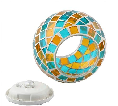 Mosaic Solar Light,MUEQU Outdoor Table Lamps Waterproof Solar Glass Ball LED Garden Lights Color Changing Solar Table Lantern for Patio,Party,Yard,Outdoor/Indoor Decorations Presents (Yellow&Blue) - Image 2