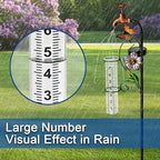 37in Solar Butterfly Rain Gauge Copper Faucet Metal Garden Stake Decor - Image 4