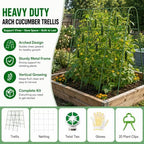 63" Tall Garden Trellis for Climbing Plants, 16mm Heavy Duty Metal Frame Cucumber Trellis with Netting, 20 Plant Clips, Easy Assembly Vegetable Trellis for Tomatoes, Beans, Peas, Raised Bed - Image 4