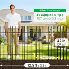 Thealyn 42" H x 12.5 Ft Metal Garden Fence with Gate, 5 Panels - Image 2