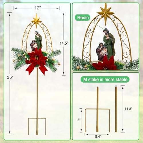 Solar Nativity Scene Outdoor,Resin Nativity Set Christmas Garden Stakes - Image 7