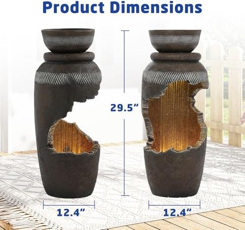Garden Water Fountain, Outdoor Waterfall Fountain with LED Lights - Image 3