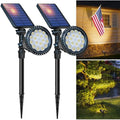 DBF Solar Lights Outdoor, 600LM Solar Spotlights Outdoor Waterproof, 2 Brightness Mode Adjustable 18 LED Flag Pole Light for Garden Yard Patio Landscape Driveway Garage Pool(Warm White, 2 Pack) by DBF