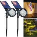 DBF Solar Lights Outdoor, 600LM Solar Spotlights Outdoor Waterproof, 2 Brightness Mode Adjustable 18 LED Flag Pole Light for Garden Yard Patio Landscape Driveway Garage Pool(Warm White, 2 Pack) by DBF