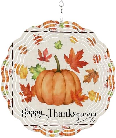 10 Inch Pumpkins Thanksgiving Wind Spinner for Yard and Garden, Fall Rustic Leaves Farmhouse Art Hanging Ornaments Outdoor 3D Kinetic Wind Sculpture Spinners Indoor Outdoor Patio Décor Ornaments Gift by Unknown