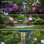 40.2 in Outdoor Solar Powered Garden Peacock Rain Gauge Stake Light, Elegant Metal Peacock Garden Light, Solar Lamp with Jewel Accents for Yard Art Decor - Image 2