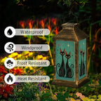 Teal Cats Mid Century Solar Lanterns Outdoor Waterproof - Image 2