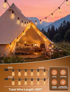 LED Outdoor String Lights 50FT Edison Lights with 27 ST38 Shatterproof Bulbs, Outside Hanging Lights Waterproof for Patio, Porch, Deck, Garden, Balcony, 2700K Warm White, Dimmable - Image 4
