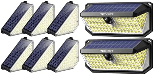 TECKNET Solar Step Lights for Outside, 2 Modes Brightness Adjustable, 24 LEDs Solar Stair Lights Outdoor, IP67 Waterproof + 416 LED Solar Lights Outdoor Waterproof, 300° Angle & 3 Lighting Modes Moti by Tecknet