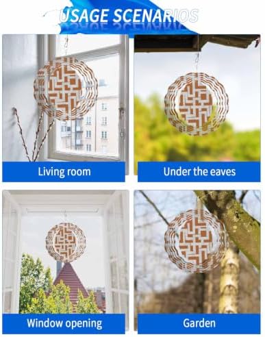12 Inch Orange Checkered Wind Spinner for Yard and Garden, Geometric Modern Abstract Art Hanging Ornaments Outdoor 3D Kinetic Wind Sculpture Spinners Indoor Outdoor Patio Décor Ornaments Gift - Image 7