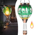 Easter Hot Air Balloon Solar Lantern - Bunny Stained Glass Lantern, Simulated Flickering Dancing Flame, Outdoor Hanging Yard Light Waterproof IP65 for Patio Lawn Porch Decor Rabbit Gift by Unknown