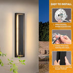 Modern Exterior Light Fixture, LED Outdoor Wall Lights Black, 23.6'' 1 Pack - Image 7