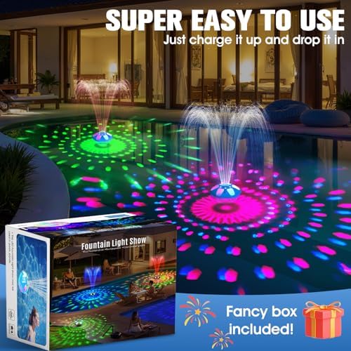 9000mah Rechargeable Floating Pool Fountain with Light Show & Anchor -1PC - Image 7