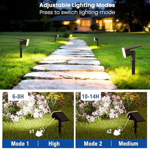 JEJOT Solar Spotlights Outdoor Waterproof with Focus Beam, 4 Pack - Image 3