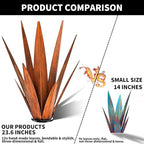 KODIBO 24" Metal Agave Plant Outdoor Decor, Large Garden Sculpture, Rusty - Image 4