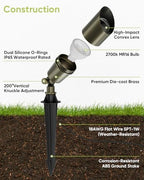 Solid Brass Low Voltage Landscape Spotlight, Antique Bronze, 1-Pack - Image 6