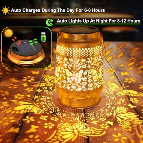 Butterfly Solar Lanterns Outdoor with Shepherd Hook, Birthday Gift Mothers Day Gift for Women Mom Grandma Wife Daughter, Waterproof LED Hanging Lights, Decor for Yard Garden Patio Porch Lawn Tabletop - Image 6