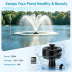 Pond Fountain Aerator, 750W 1HP 30000 Gallon Floating Fountain with Timer - Image 4