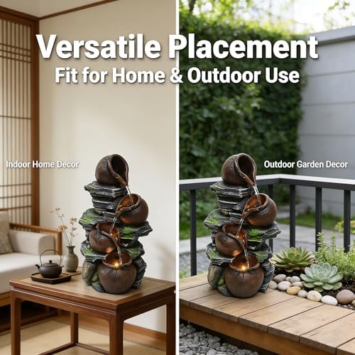 4-Tiered Outdoor Tabletop Water Fountain 17.9” - Image 3