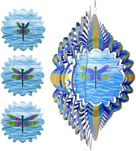 Animated Dragonfly Wind Spinner, 12inch Kinetic Metal Garden Decor - Image 3
