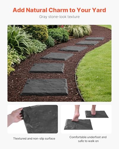 VEVOR Garden Stepping Stones, 16Pcs 15.5 x 15.5 in, Decorative Stepping Stones with Stakes, Weather-Resistant Plastic Pathway Pavers, Smooth Surface, Outdoor Walkway for Lawn Patio Landscape, Grey - Image 4