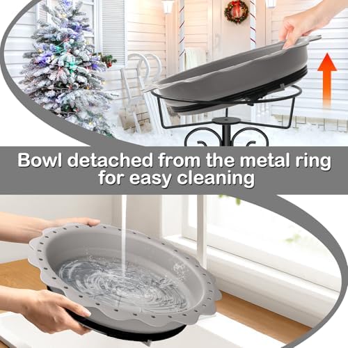 100W Heated Bird Bath for Outdoors, Heated Birdbath Water Heater, Grey - Image 4
