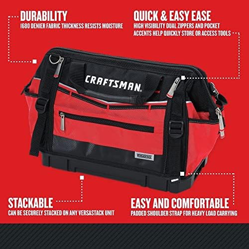 CRAFTSMAN VERSASTACK Zippered Tool Bag, 31 Pocket Organizer, Heavy Duty Tool Tote (CMST17622) - Image 2