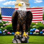 24.4" Bald Eagle Garden Statue, Hand-Painted Resin Eagle Sculpture, Large Patriotic Outdoor Decor for Lawn, Patio, Courtyard, Porch, Entryway, Indoor Home & Office Accent by Unknown