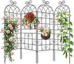 YOBAZAN 4 Pack 71x19.7in Rustic Iron Arch Decoration Garden Trellis with Black Metal Coating – Perfect for Supporting Climbing Plants Outdoor, Roses, Vines, Flowers, and Vegetables. by LorenzoMDC