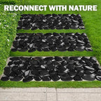River Rock Stepping Stones Outdoor for Garden Walkway, 6 Pcs 16" L x 6" W Rectangle Shape Paver Step Stones Polished Pebble River Stone Mat for Yard Lawn Patio Pathway Walk Way - Black - Image 6