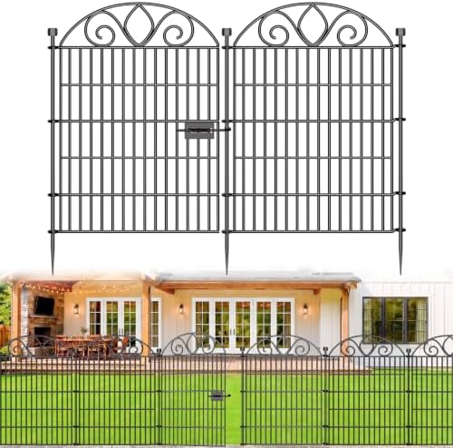 No Dig Garden Fence Outdoor for Yard, 5 Panels with Gate by FencePost