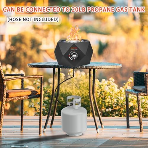 14" Modern Gas Fire Pit Bottom-Mounted for Table with Umbrella Hole, FP003 - Image 4