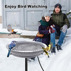BIRD WISH Heated Bird Bath, Stable 5-Prong Metal Base Thermostat Control Weather Resistance All Seasons Available 75W Heated Bird Baths for Outdoors for Winter Garden Yard Patio Lawn, Spotted Grey - Image 5