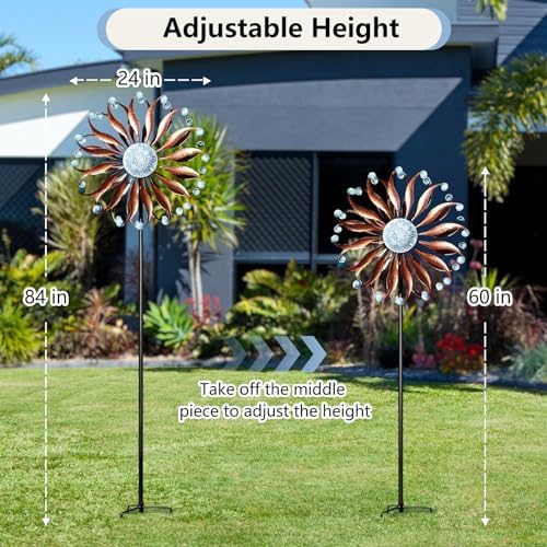 Lariander Wind Spinners Outdoor Metal Large with Stake- 84'' Wind Spinners for Yard and Garden - Windmill for Yard - Ideal Gift Metal Yard Art for Family, Friends, Garden Lovers (Willow Leaf) - Image 5