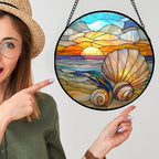 Ocean Stained Glass Window Hanging Suncatcher Beach Gifts for Women 9.8" - Image 3