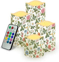 Rose Green Leaves Flameless LED Candles with Remote Timer Electric Fake Candle Color Changing Pillar Candles Battery Operated for Table Centerpiece Home Indoor Wedding Decoration Set of 4 by Uorisanigo
