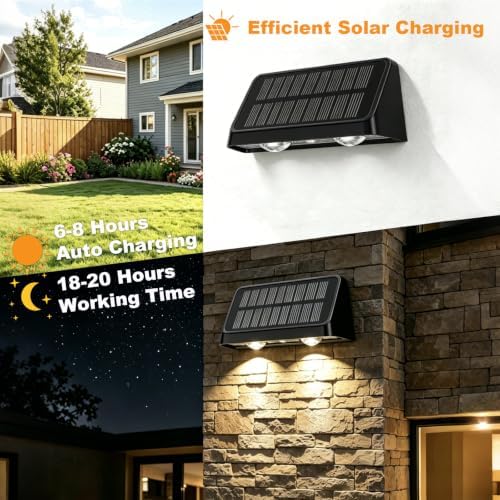Solar Fence Lights Outdoor,18-20H,3000/4000/6000K 3 Mode,Warm White,8 Pack - Image 5