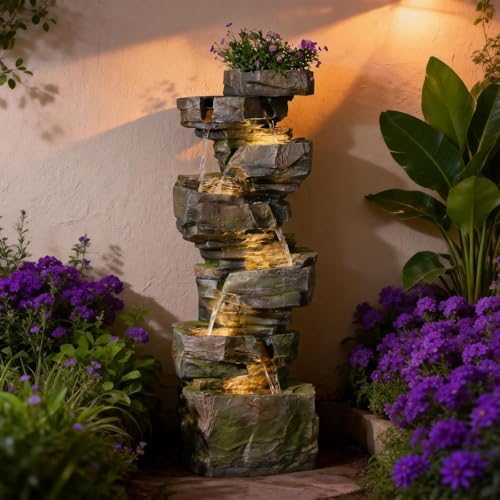 Sunlinua 49H Realistic Rock Outdoor Water Fountain with 6 Tiers - Image 6