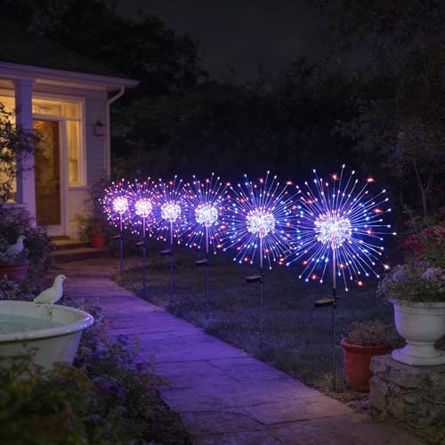 HPUFKOT Solar Garden Lights Outdoor,Waterproof Garden, 2PC 200 LED Twinkling Firework Lights Decorative with 8 Modes,Decor for Yard Patio Pathway Lawn for Yard Outside Fairy Decorative - Image 7