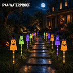 Dazzle Bright Solar Halloween Pathway Lights Outdoor, 6 Pack LED Ghost Stake Lights Waterproof Halloween Decoration, Solar Powered Landscape Light for Walkway Patio Yard Garden Porch Decor - Image 2