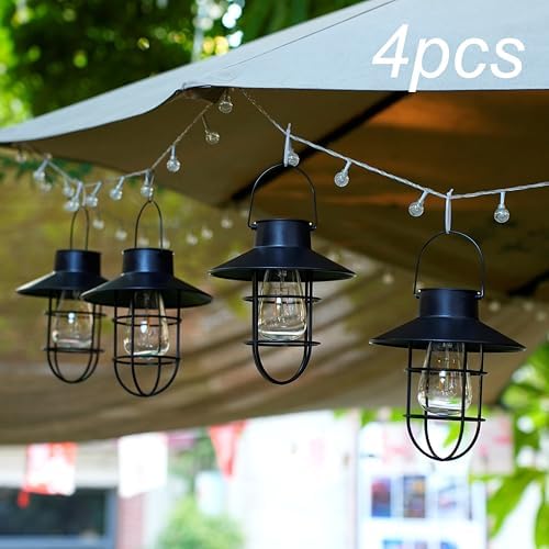 4 Pack ‌Solar Lanterns Outdoor Waterproof Ideal as Gifts for Women, Mothers and Wife.Vintage-Style Hanging Solar Lights Suitable for Outdoor Use in Yards, Patios, Backyards and Porches. - Image 6