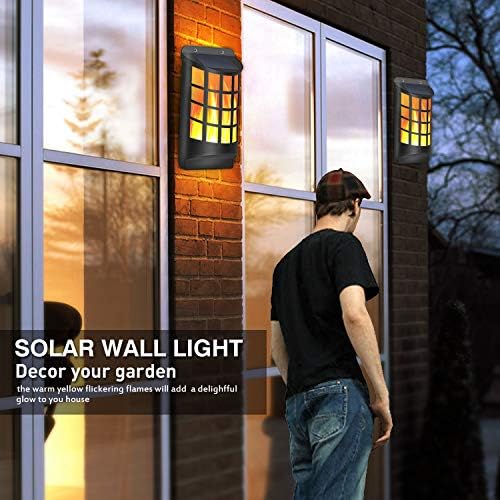 Aityvert Solar Flame Lights Outdoor, Waterproof Flickering Flame Solar Lights Dark Sensor Auto On/Off 66 LED Solar Powered Wall Mounted Night Lights Lattice Design for Patio Deck Driveway - Image 6