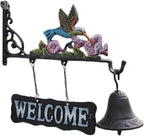 Cast Iron Doorbell Wall Bell Indoor Outdoor Din Cast Iron Doorbell with Welcome Sign Hummingbird Dinner Bells Farmhouse Wall Bell Hanging Bell Home Decoration Doorbell by Unknown