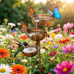 Rain CatcherBird Bath, Antique Bronze Metal Water Bowls Bird Bath and Bee Watering Station, Decorative Flower Bed Rainwater Collector for Outdoor Yard Art Decor (MAX 2PCS) - Image 5